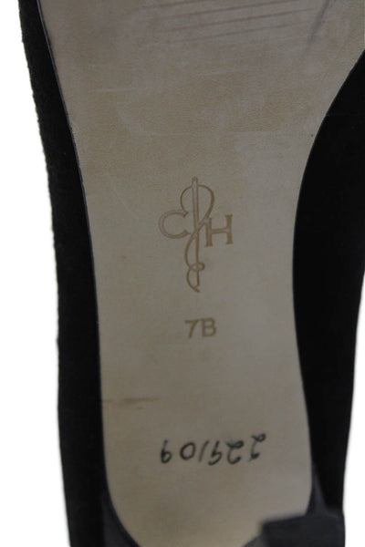 Cole Haan Womens Suede Tied Ankle Strap Pump High Heels Black Size 7