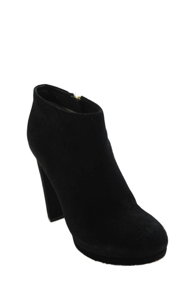 Michael Michael Kors Womens Suede Zippered Heeled Ankle Boots Black Size 7