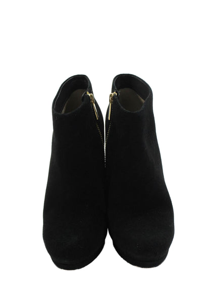 Michael Michael Kors Womens Suede Zippered Heeled Ankle Boots Black Size 7