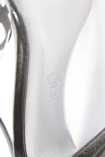 Azzaro Womens Leather Metallic Ankle Strap High Heeled Sandals Silver Size 8