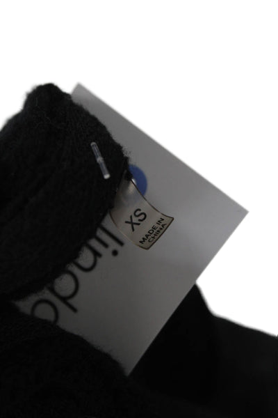 ATM Womens Pullover Hoodie V Neck Cashmere Wool Black Long Sleeve Size XS