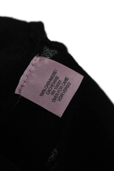 Calypso Saint Barth Women Basic Black Cotton Round Neck 3/4 Sleeve Top Size L