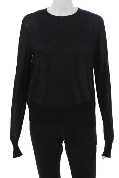 Vince Unisex Black Cotton Pullover Crew Neck Long Sleeve Size M
