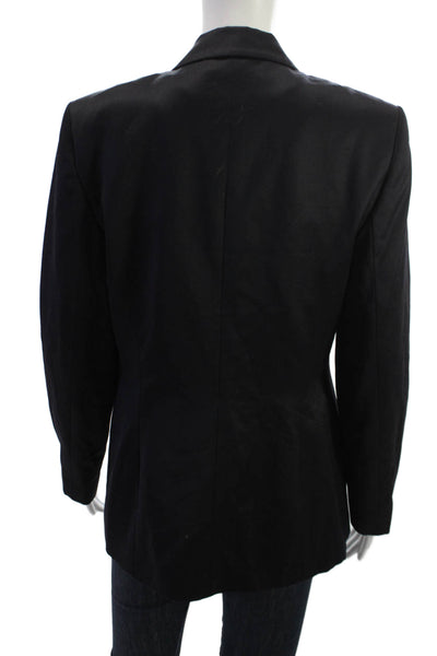 Escada Unisex Black Wool Mohair Collared Button Blazer Long Sleeve Size 38