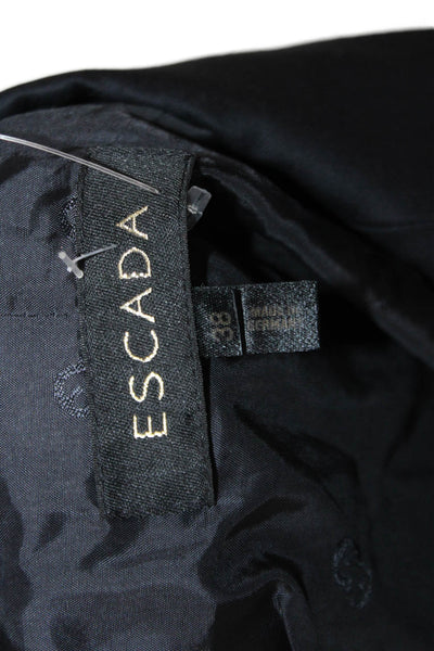 Escada Unisex Black Wool Mohair Collared Button Blazer Long Sleeve Size 38