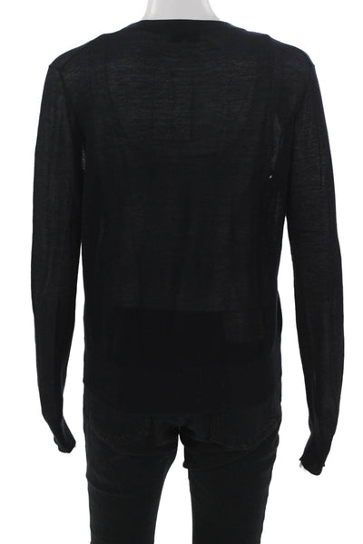 Vince Unisex Black Cotton Pullover Crew Neck Long Sleeve Size M