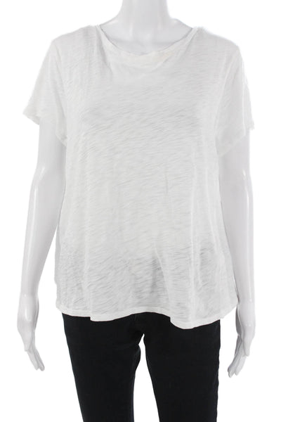 Goldie Womens Basic White Pima Cotton T-Shirt Short Sleeve Crew Neck Size L