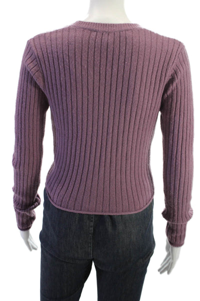 Zara Unisex Cardigan Purple Striped VNeck Button Cotton Long Sleeve Size S