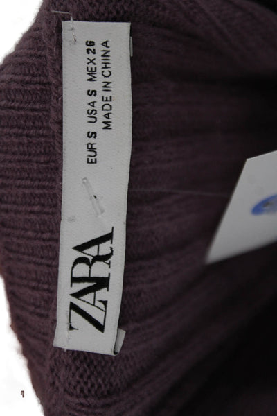 Zara Unisex Cardigan Purple Striped VNeck Button Cotton Long Sleeve Size S
