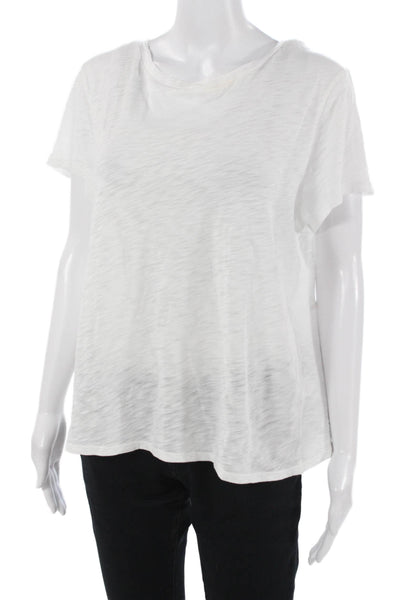 Goldie Womens Basic White Pima Cotton T-Shirt Short Sleeve Crew Neck Size L