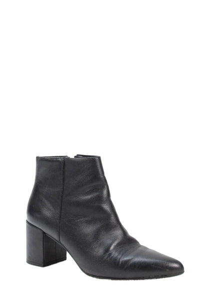 Blondo Womens Leather Pointed Toe Zippered Heeled Ankle Boots Black Size 6
