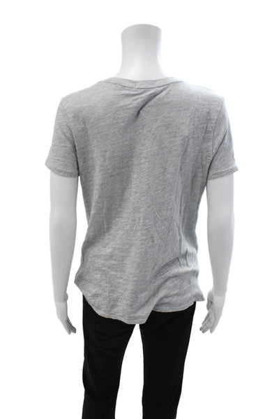 ATM Womens Basic V-Neck Gray Short Sleeve T-Shirt Cotton Blend Size M