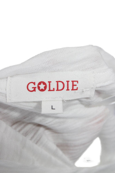 Goldie Womens Basic White Pima Cotton T-Shirt Short Sleeve Crew Neck Size L