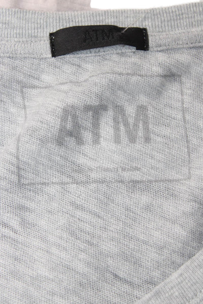 ATM Womens Basic V-Neck Gray Short Sleeve T-Shirt Cotton Blend Size M