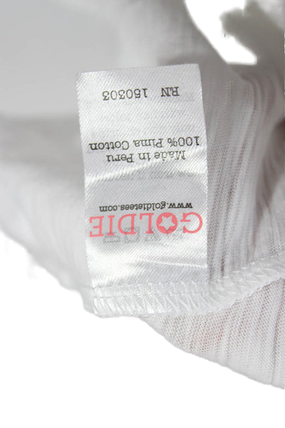 Goldie Womens Basic White Pima Cotton T-Shirt Short Sleeve Crew Neck Size L