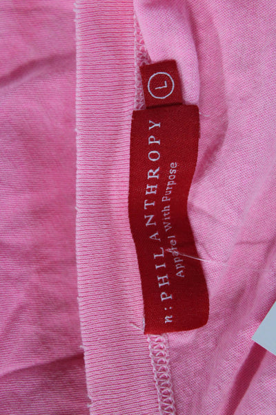 Philanthropy Women Pink Cotton V-Neck Sleeveless Basic Tank Size L