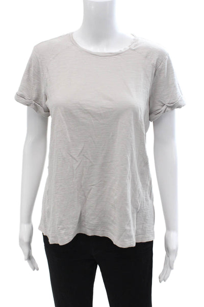 Vince Womens Basic Cotton Crew Neck Short Sleeve T-Shirt Beige Size M