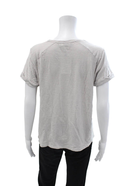 Vince Womens Basic Cotton Crew Neck Short Sleeve T-Shirt Beige Size M