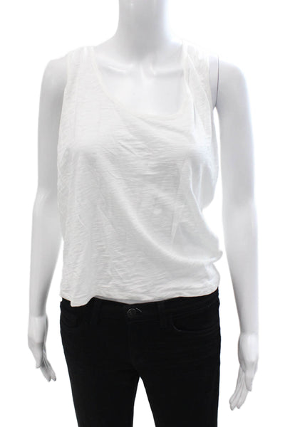 Goldie Womens Sleeveless Basic Pima Cotton White Round Neck Tie Tank Size L