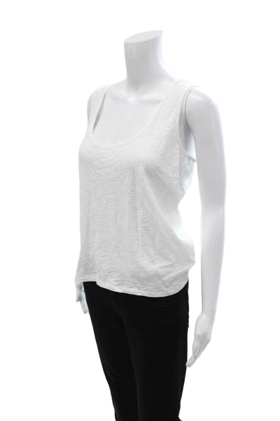 Goldie Womens Sleeveless Basic Pima Cotton White Round Neck Tie Tank Size L