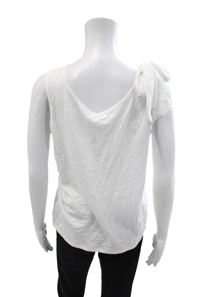 Goldie Womens Sleeveless Basic Pima Cotton White Round Neck Tie Tank Size L