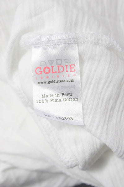 Goldie Womens Sleeveless Basic Pima Cotton White Round Neck Tie Tank Size L