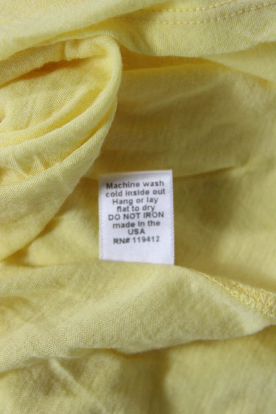 Monrow Womens Basic Yellow Cotton Round Neck Short Sleeve T Shirt Size L