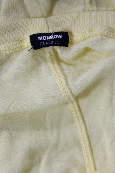 Monrow Womens Basic Yellow Cotton Round Neck Short Sleeve T Shirt Size L