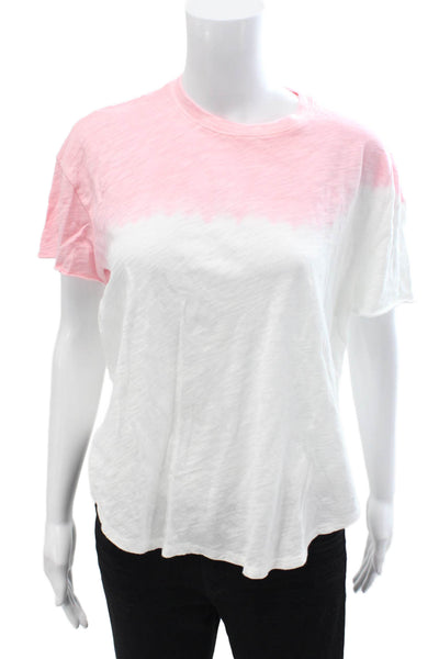ATM Women Basic Pink Cotton Crew Neck Short Sleeve T-Shirt Size M