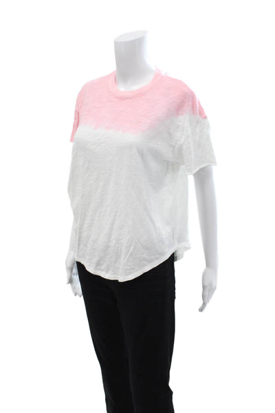ATM Women Basic Pink Cotton Crew Neck Short Sleeve T-Shirt Size M