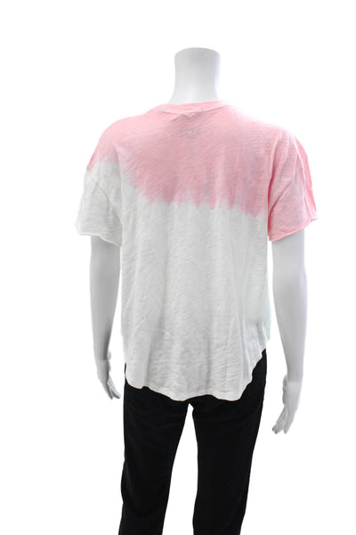 ATM Women Basic Pink Cotton Crew Neck Short Sleeve T-Shirt Size M