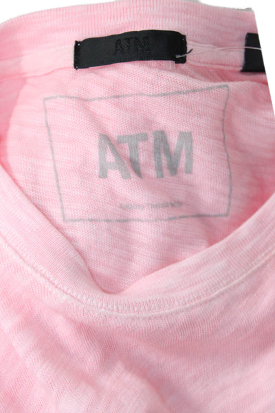 ATM Women Basic Pink Cotton Crew Neck Short Sleeve T-Shirt Size M