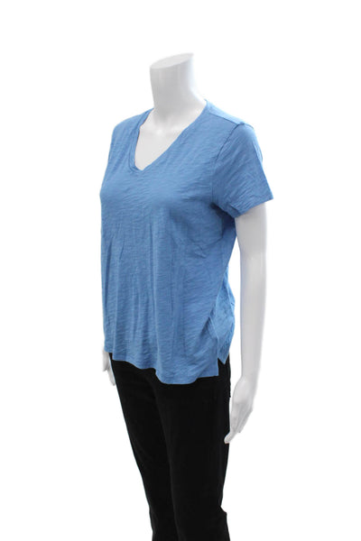 Goldie Womens Blue V-Neck Pima Cotton Short Sleeve Basic T-Shirt Size M