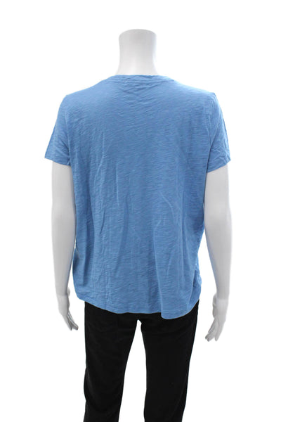 Goldie Womens Blue V-Neck Pima Cotton Short Sleeve Basic T-Shirt Size M