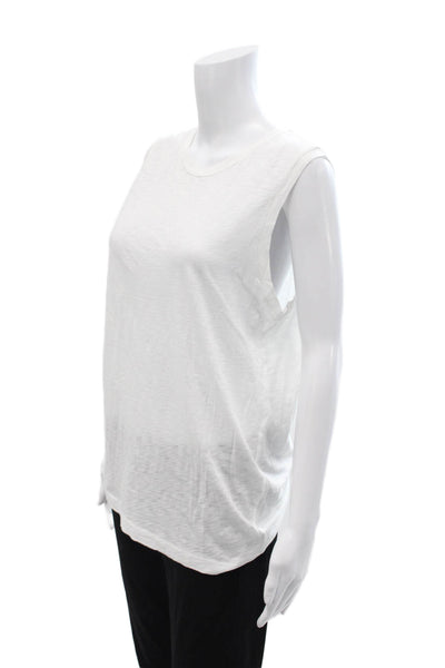 Goldie Women Basic Pima Cotton Sleeveless Tank White Crew Neck Size L