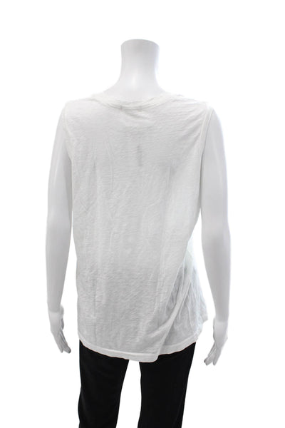 Goldie Women Basic Pima Cotton Sleeveless Tank White Crew Neck Size L