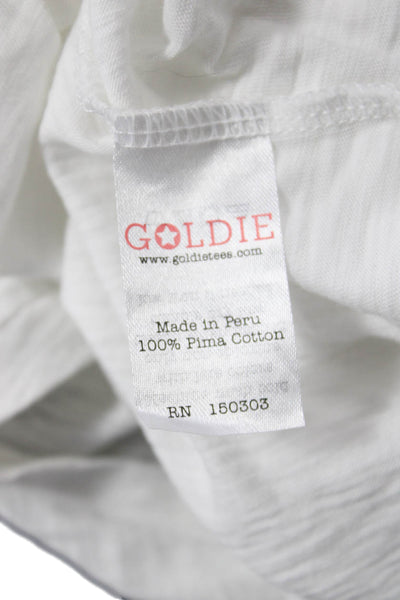 Goldie Women Basic Pima Cotton Sleeveless Tank White Crew Neck Size L