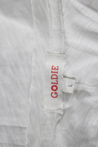 Goldie Women Basic Pima Cotton Sleeveless Tank White Crew Neck Size L