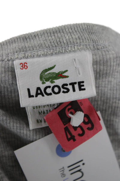 Lacoste Unisex Gray V-Neck Button Cardigan Long Sleeve Cotton Elastane Size 36