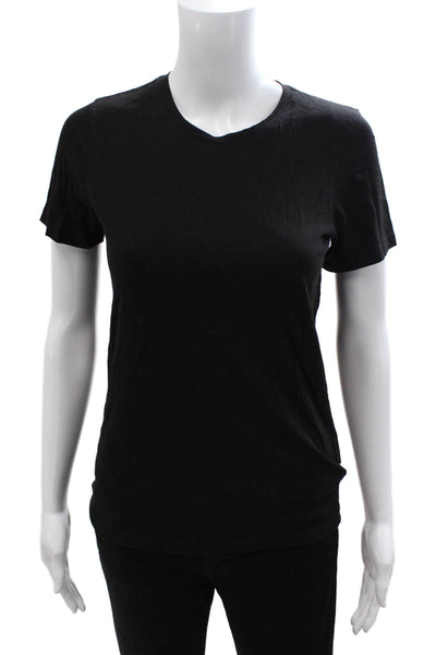 Club Monaco Women Black V-Neck Short Sleeve Basic T-Shirt Size S