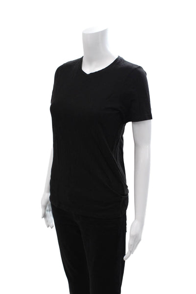 Club Monaco Women Black V-Neck Short Sleeve Basic T-Shirt Size S