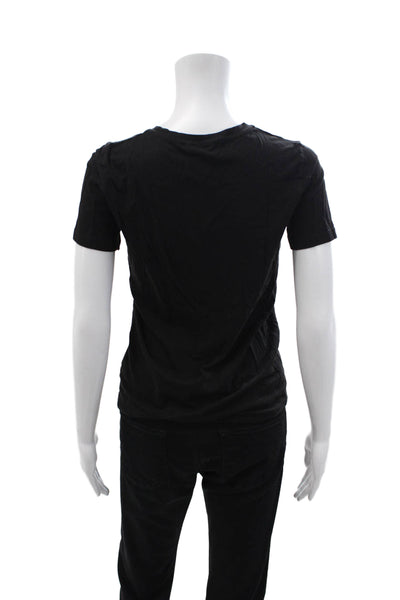 Club Monaco Women Black V-Neck Short Sleeve Basic T-Shirt Size S