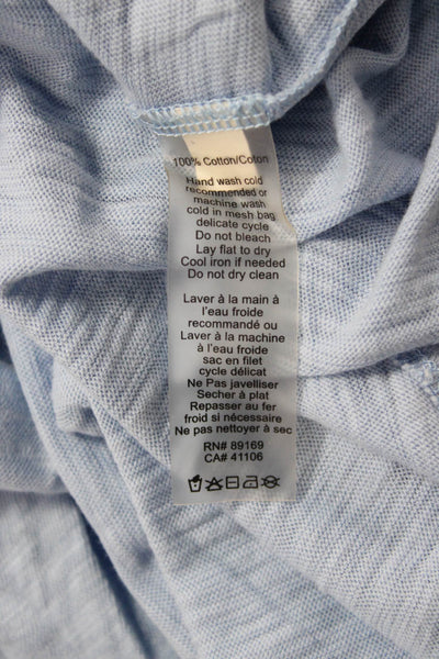 ATM Womens Basic Light Blue V-Neck Cotton T-Shirt Short Sleeve Size M