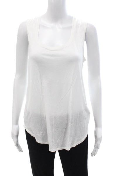 ATM Women Sleeveless Basic Tank Top White Modal Round Neck Size L