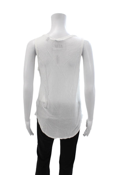 ATM Women Sleeveless Basic Tank Top White Modal Round Neck Size L