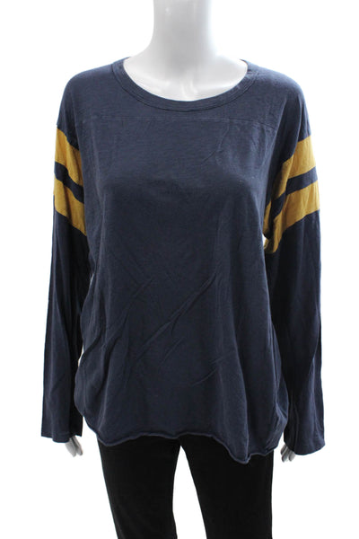 NSF Womens Jersey T-Shirt Dark Blue Striped Modal Long Sleeve Size L