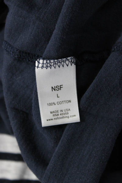 NSF Womens Jersey T-Shirt Dark Blue Striped Modal Long Sleeve Size L