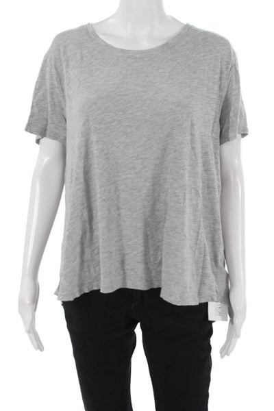 ATM Womens Basic Gray Short Sleeve T-Shirt Round Neck Cotton Polyester Size M