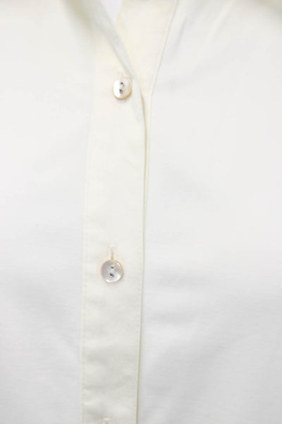 J. Mclaughlin Womens Collared Long Sleeve Button-Up Top White Nylon Size XL