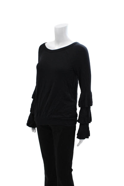 Bailey 44 Womens Basic Black Polyester Blend Round Neck Long Sleeve Top Size S